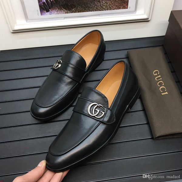 

19mm mans dress shoe man's genuine leather business shoes man shoes luxury brands man fashion casual plus size shoes yetc1, Black