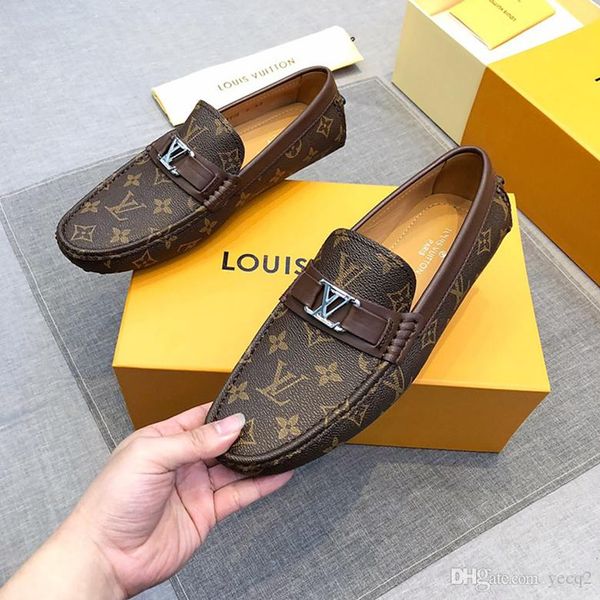 

2020 designers brand new arrival leather casual men shoes fashion men flats round toe comfortable office men dress shoes, Black