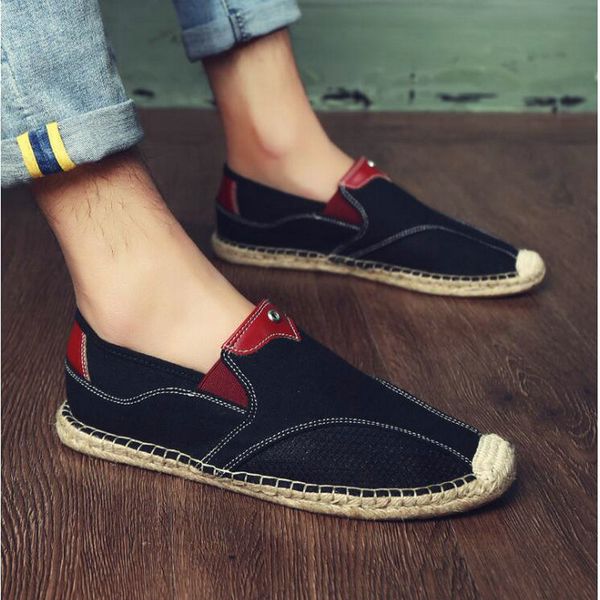 

fashion design men casual flats moccasins homme driving loafers embroider espadrilles men fisherman canvas boat shoes la-65, Black