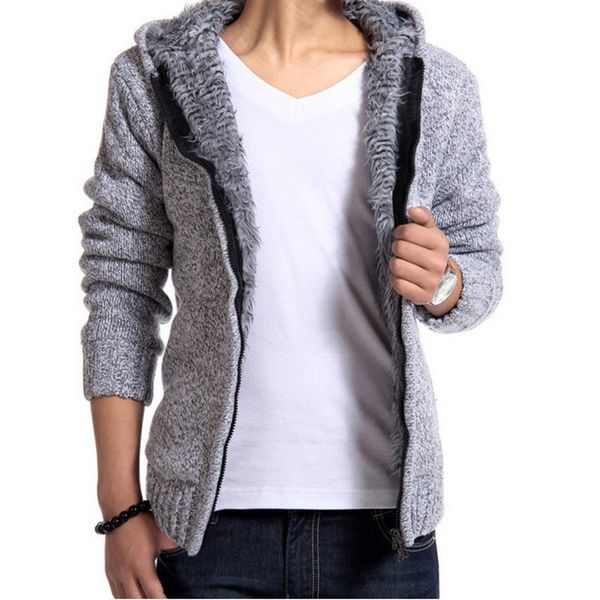 

warm knitwear jacket fashion man knitting men warm sweaters cardigan outwear winter winter thick hooded, Black;brown