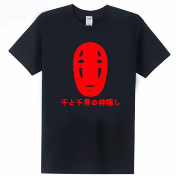 

japanese print t shirt tees cotton short sleeve style spirited away letters faceless harajuku t-shirt summer fashion tees, White;black