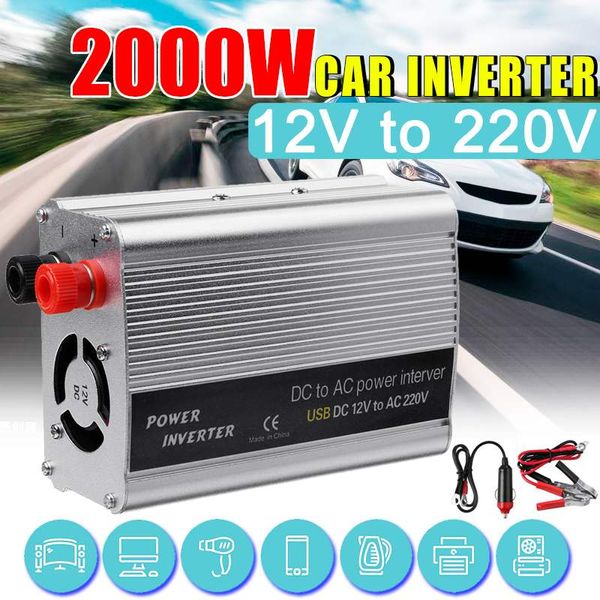 

kroak 2000w dc 12v to ac 220v usb car power inverter charger converter adapter dc 12 to ac 220 modified sine wave transformer