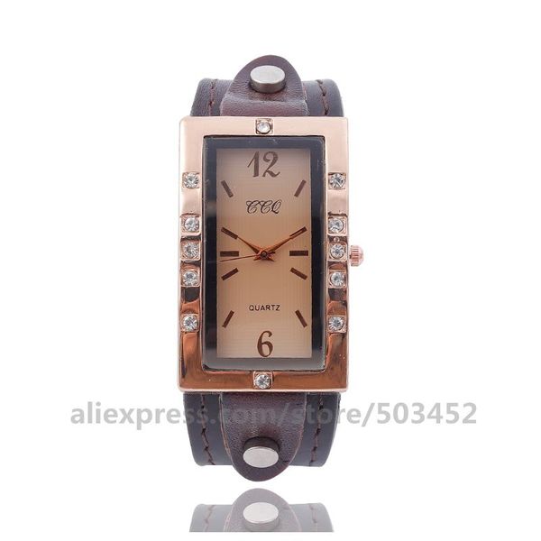 

100pcs/lot ccq 92013 reloj hombre fashion genuine leather women watches vintage reminiscence siamese quartz colck, Slivery;brown