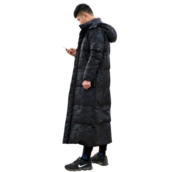 

tcyeek plus size winter coat male fashion 90% duck down jacket men hooded thick warm x-long man fit jackets abrigos hiver lw2348, Black