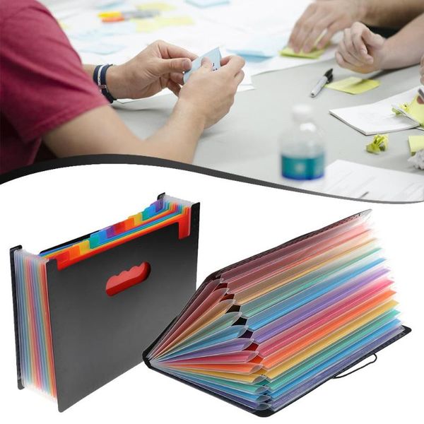 

12 pockets expanding files folder portable accordion a4 paper size file organizer multicolor stand school office filling bags