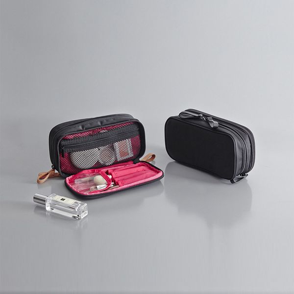 

Черные косметические сумки нейлон двойной слой карманы на молнии путешествия макияж сумка для женщин мыть сумка для хранения бесплатная доставка
