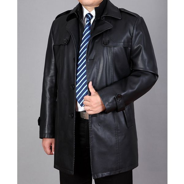 

2019 new autumn and winter korean version self-cultivation youth mens thin long leather jacket handsome lapel chinese style blue, Black