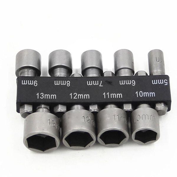 

9pcs wrench drill bit metric 1/4" tool set adapter hexagonal shank socket screw driver 5 to 13mm hex nut