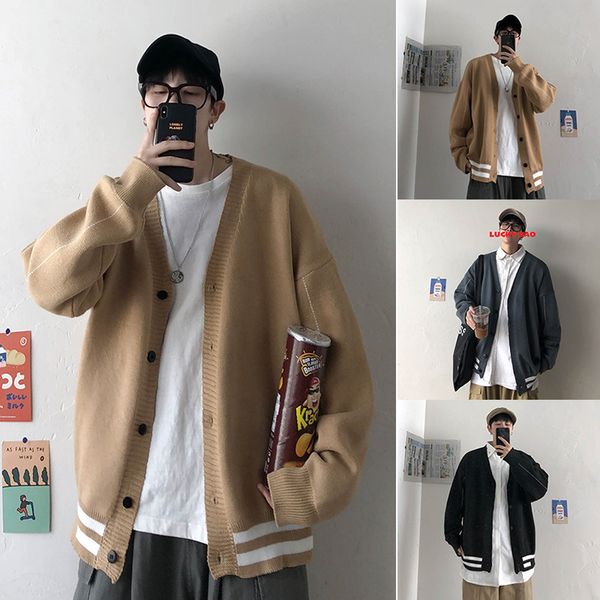 

trendy mens sweater junior student college style korean casual loose all-match cardigan sweater sweater men, White;black