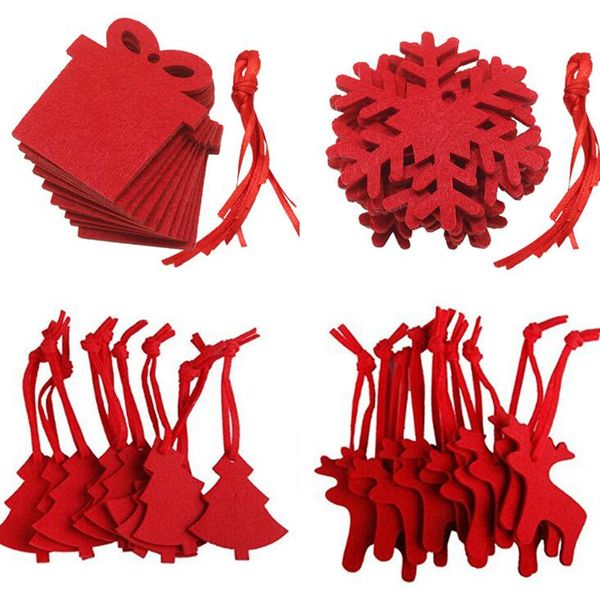 

10pcs diy white red tree/gift/elk/snow pendants ornaments christmas party xmas tree kids gifts decorations for home 2019