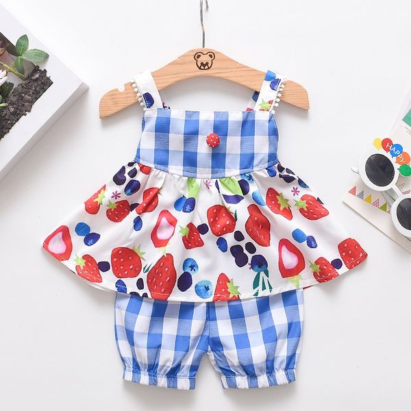 

summer newborn baby girls clothes sleeveless blue strawberry print romper dress jumpsuit lovely cute sleeveless rompers 6-18m, Red;yellow