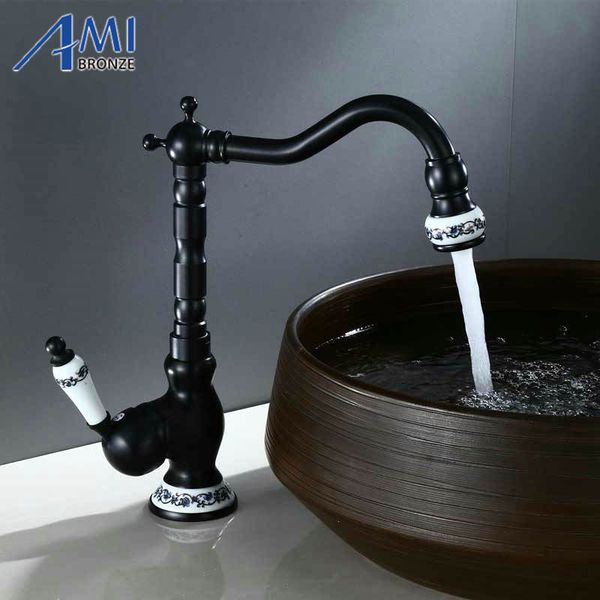

black brushed basin faucet brass cold mixer tap bathroom faucets 360 swivel kitchen sink faucet 9068b
