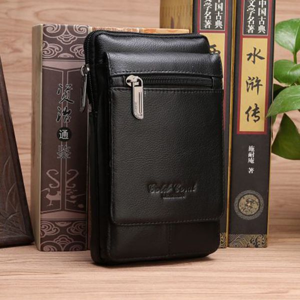 

genuine leather small cross body shoulder bags purse hip bum cell phone case bag men natural skin hook belt waist fanny pack
