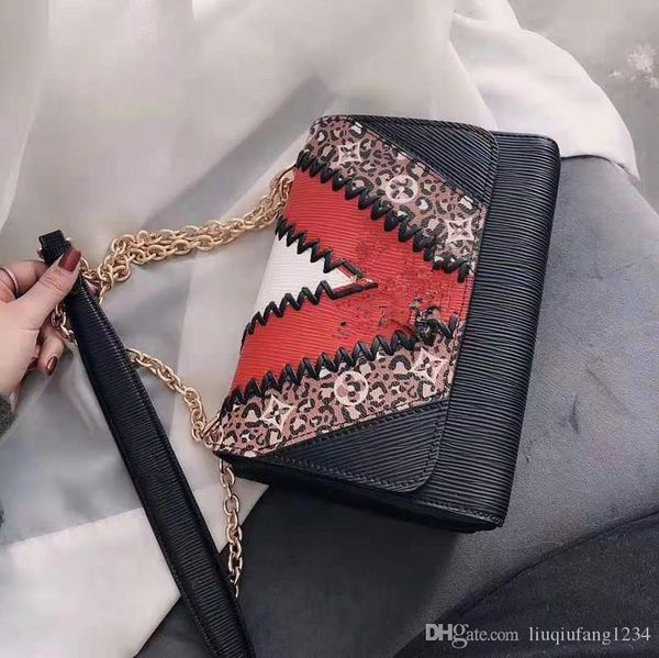 

new fashion small bread one shoulder oblique cross chain bag leopard print color matching genuine leather handbags a designer shoulder bag