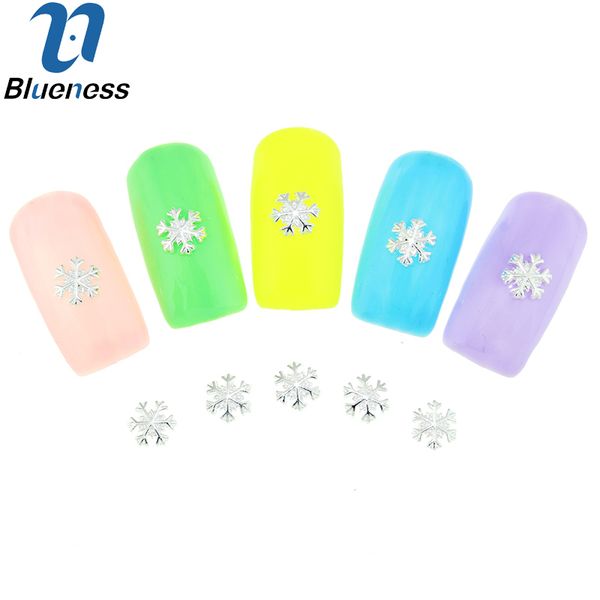 

blueness 10 pcs silver alloy metal white snowflake design studs supplies christmas 3d nail art decorations for nails charms, Silver;gold