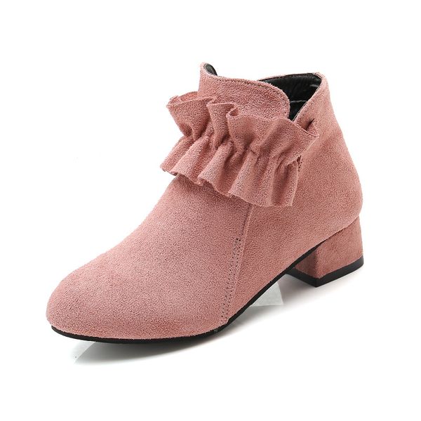 

child girls martin boots flock motorcycle single boots autumn kids ankle brand girls princess red shoes black, Black;grey
