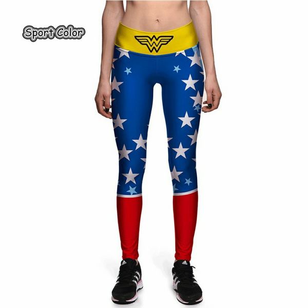 

new animation women slim leggings trousers yoga fitness elastic tights girls blue starts high waist gym pants s-3xl, White;red