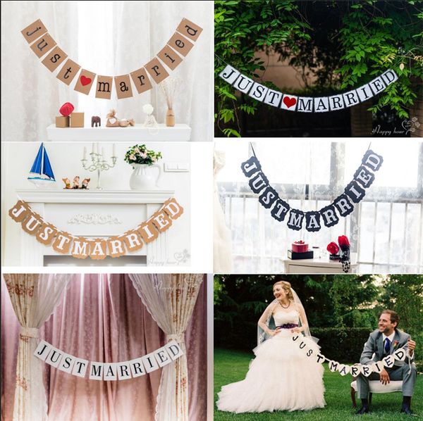 Just Married Wedding Banner Set - Свадебные украшения для приема, девичника и Обручальное Фото Опора, Автомобильные украшения
