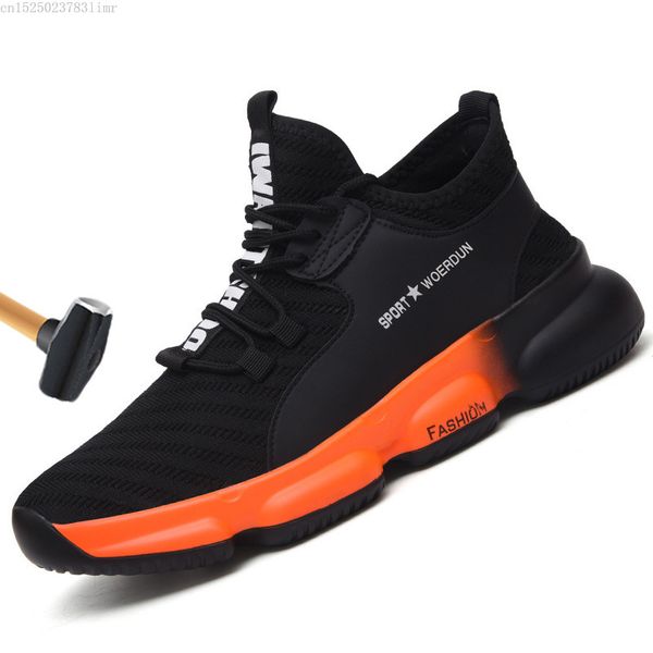 

men boots work safety boot steel toe indestructible shoes safety shoes work sneakers men anti-smashing boots male, Black
