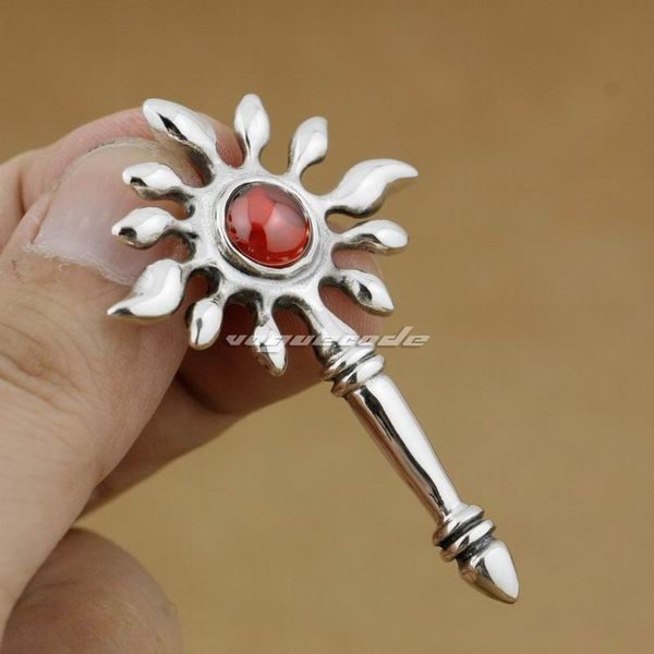 

925 sterling silver scepter red cz stone fashion sun pendant 9l006 just pendant