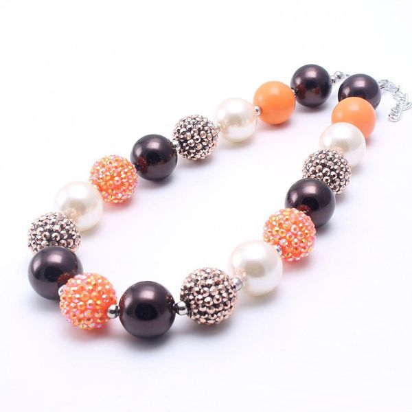 Kaffee+Orange Farbe Mode Baby Kind Klobige Halskette Bestes Geschenk Neues Design Bubblegume Perle Klobige Halskette Schmuck für Baby Kind Mädchen