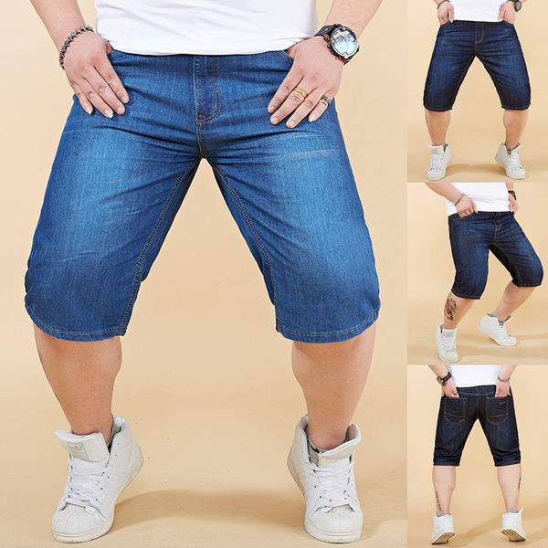 

men summer jeans hommes shorts skate board harem fashion jean plus size 28-48 hip hop sweatpants skinny motorcycle denim pants, Blue