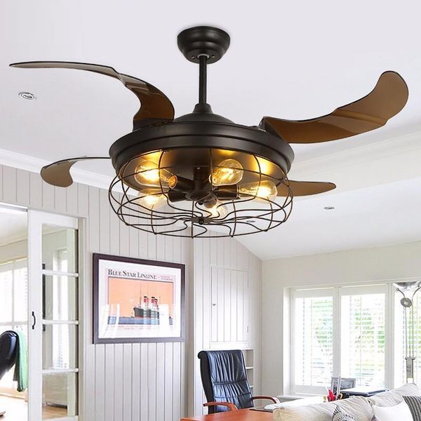 

42 inch edison light bulb village folding ceiling fans with lights classical loft living room industrial ceiling light fan lamp