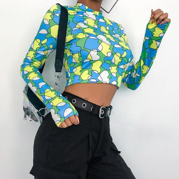 

2020 fashion tee new womens sheer mesh ladies girls long sleeve crew neck stretchy t shirt, White