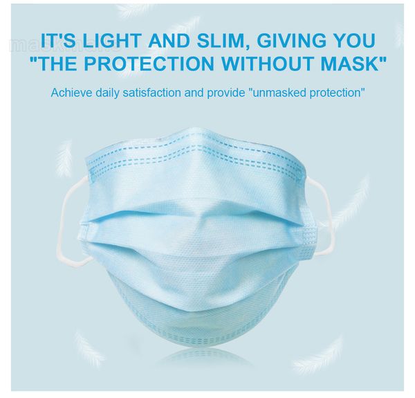 

100 штук одноразовых масок, 3 слоя защиты от пыли, загрязнений, бактерий, лицевые фильтры, защитные маски