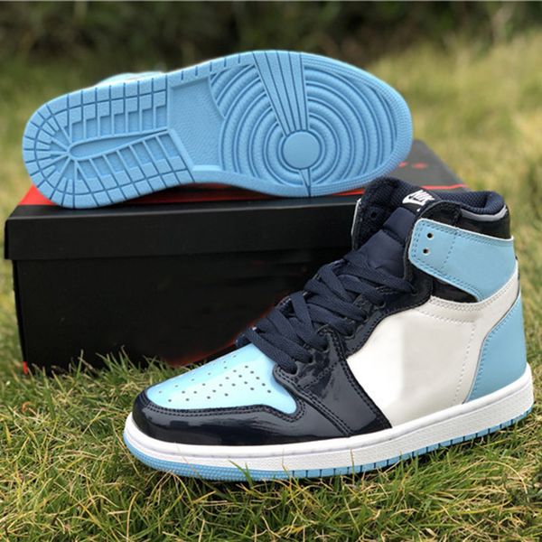

2019 High ASG Basketball Shoes 1s UNC Mens Fashion Designer New Blue Leather Outdoor Trainers Sports Shoes Size 7-12