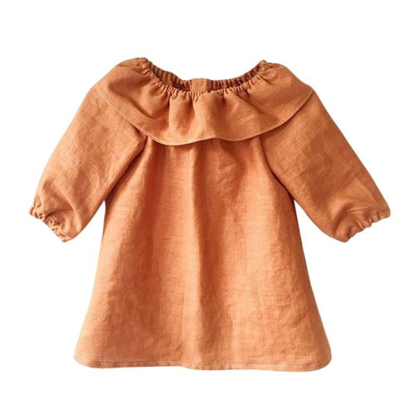 

baby girls clothes long sleeve dress crew neck ruffles pageant party princess solid dress, Red;yellow