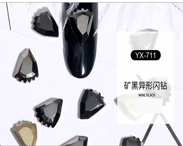 

10 pieces explosive color flat bottom diamond shaped net red nail drill jewelry droplet flat bottom drill, Silver;gold