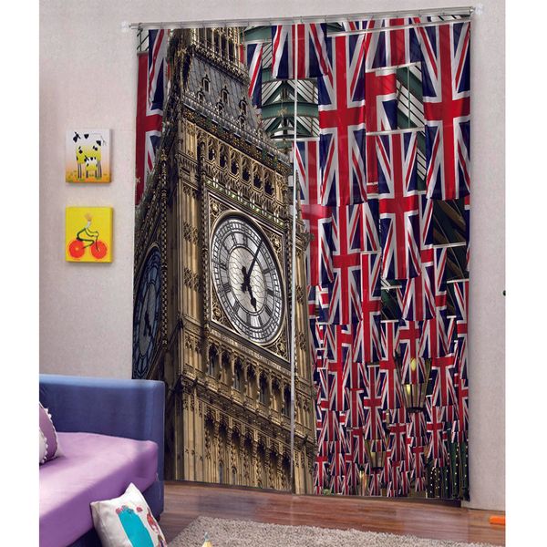

decorative window curtain drapes printed 3d big ben, also as party wall backdrops