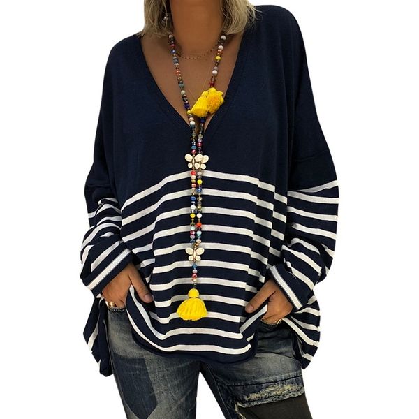 

2018 autumn winter women stripe sweaters new fashion v-neck long-sleeved loose knitted jumper femme lady knitted pullovers, White;black