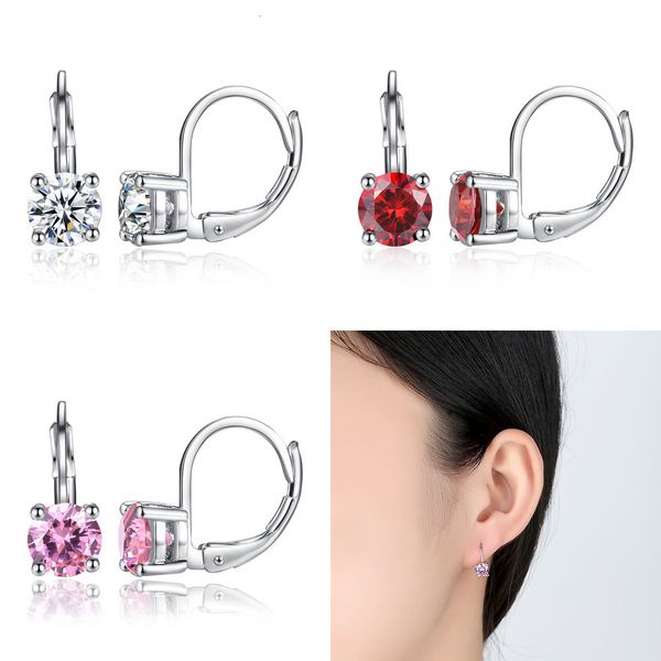 

personality claw and ear buckle crystal round zircon ear clip personality small fresh colour eardrop diamond cross earrings, Silver