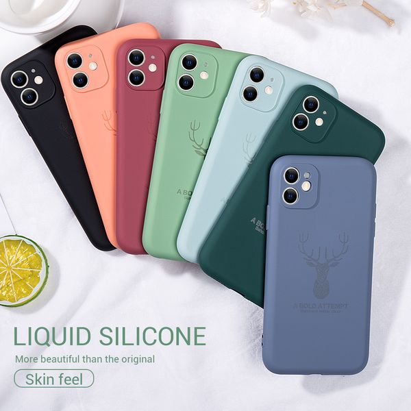 

deer pattern liquid silicone case for iphone 11 pro max phone cover for iphone xs max xr x 7 8 plus shockproof case soft shell