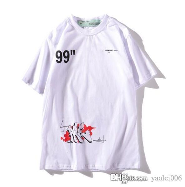 

european and american summer new brand luxury graffiti short-sleeved t-shirt off comic t-shirt beach holiday half-sleeved lovers, White;black