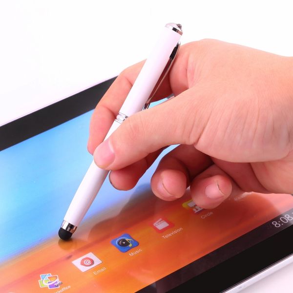 

touch pen stylus screen tablet 2 in 1 mini for lapbuilt-in ballpoint pen metal capacitive