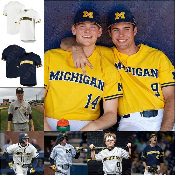 Maglia da baseball del Michigan Harrison Salter Blake Beers Steven Hjar Jacob Denner Isaiah Paige Benjamin Keizer Cameron Weston Angelo Smith