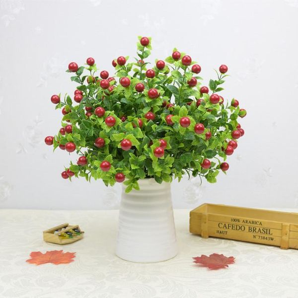 

gao file simulation flower korean style rose fruit 7 fork fugui fruit plastic fake flower home decoration flower arrangement