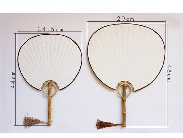 

diy blank white silk cloth hand fan traditional craft bamboo root handle chinese fan painting calligraphy ladies round fans