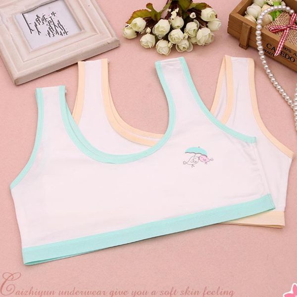 

young girls cotton camisoles girl underwear printing lace vest for teens training camisole new arrival sport undies, Black;white