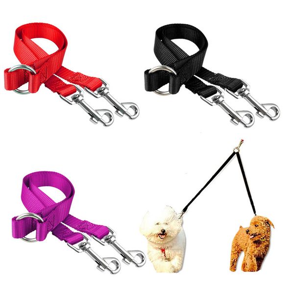 

double dog leash for two dogs walking and training two pets cats twin dual couple dog double leashes nylon v shape