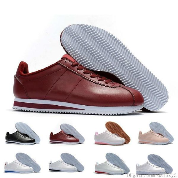 

nwe classic chaussures certez basic leather casual shoes fashion men women black white red golden skateboarding sneakers