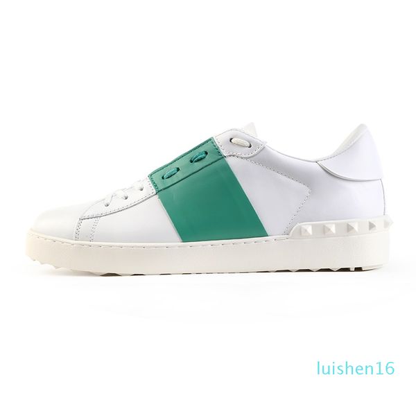 

2020 new luxury designer shoes platform men women rivet sliver black green pink stripe leather casual shoe l16