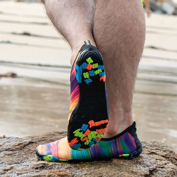 

women men swim water sneakers quick-drying diving summer footwear outdoor beach skin wading shoes rainbow printed aqua surf