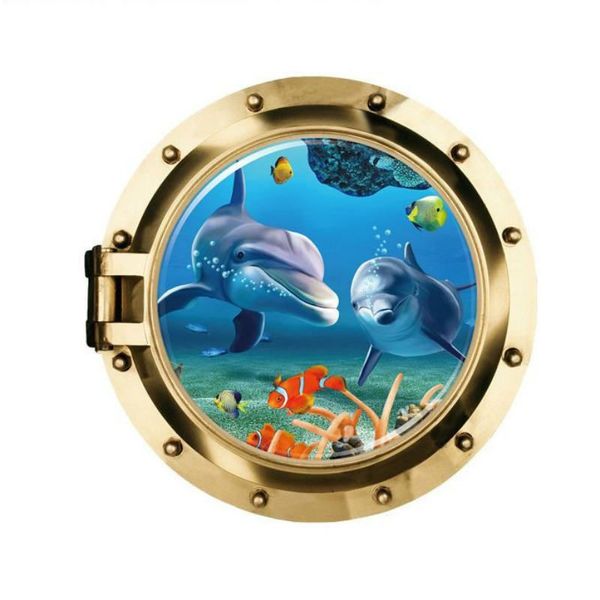 

50 * 50 см горячая 3d отверстие известный мультфильм наклейки на стены для детских комнат мальчики подарки через наклейки на стены подводная