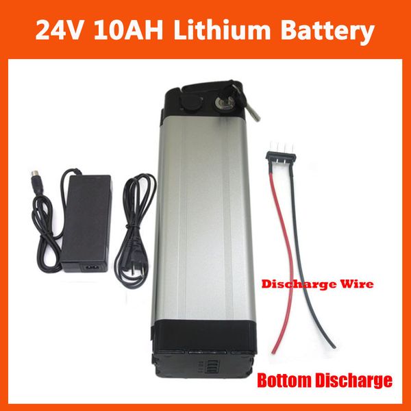 

rechargeable 24v 350w lithium ion battery 24v 10ah ebike battery pack with 15a bms 2a charger bottom discharge ing