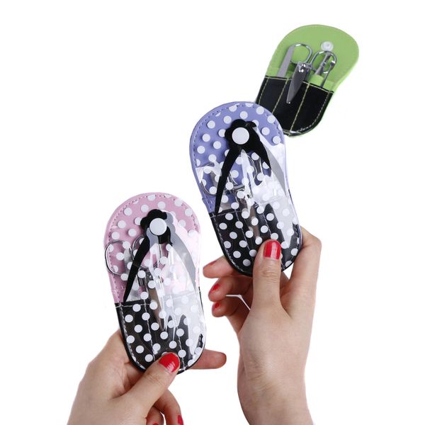 

5 pcs/set pedicure tools stainless steel earpick tweezer nail clipper file scissor kit nail care flip flop manicure case or88