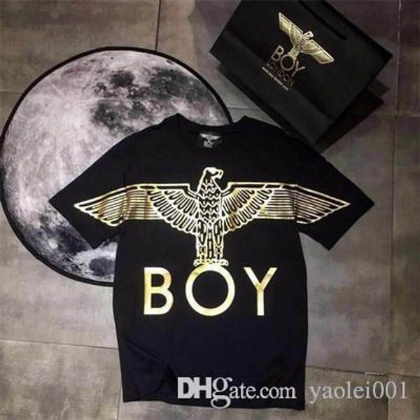 

2019 summer boy short-sleeved female t-shirt couple chest flying eagle letter short-sleeved eagle printed cotton loose round neck, White
